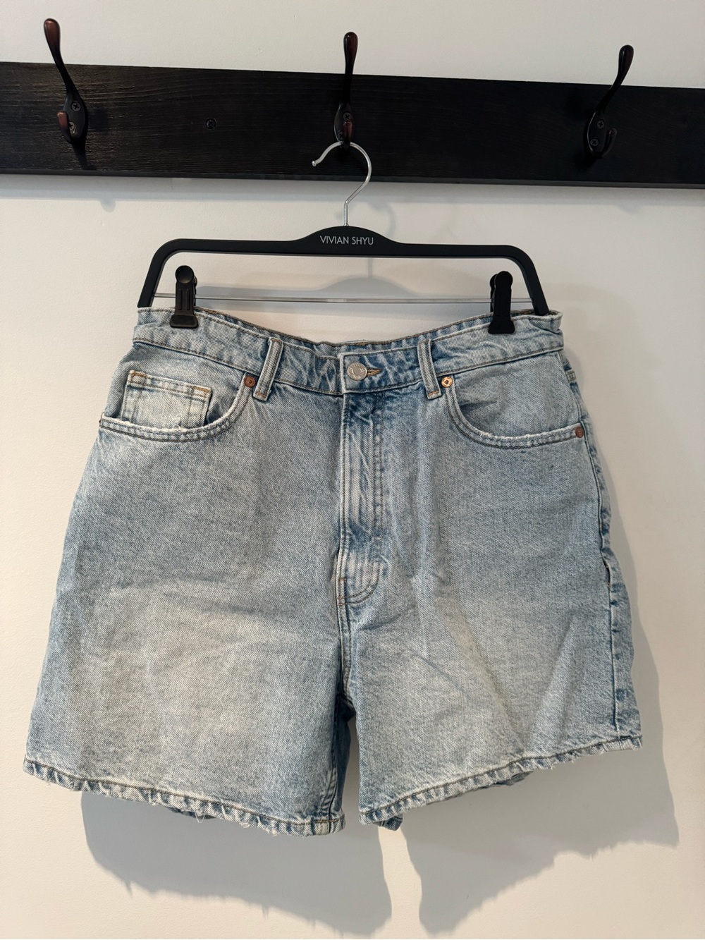 Zara Light Blue Retro Bermuda Denim Jean Shorts